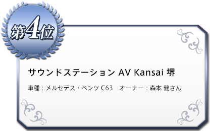 サウンドステーション AV Kansai 堺　車種：メルセデス・ベンツ C63　オーナー：森本 健さん