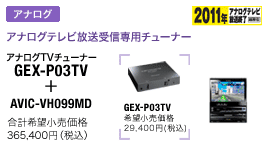 AiOTV`[i[ GEX-P03TV + AVIC-VH099MD