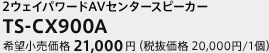 2ウェイパワードAVセンタースピーカー　TS-CX900A　希望小売価格 21,000円（税抜価格 20,000円/1個）