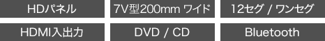 AVIC-RW812-D　HD,7V型2D(180mm),12セグ/ワンセグ,HDMI入出力,DVD/CD,Bluetooth